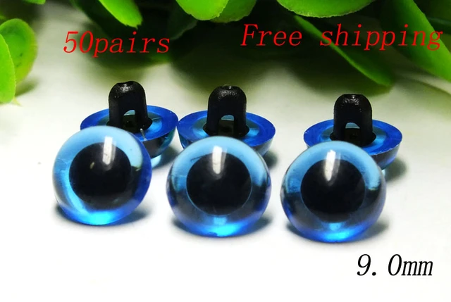 9mm Safety Eyes Sewing Eyes Glass Eyes Colored Eyes --Blue--50pairs