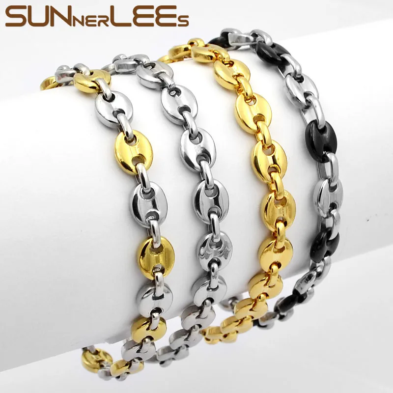 SUNNERLEES браслет из нержавеющей стали 316L 5 ~ 11 мм цепочка с цепочкой для кофейных