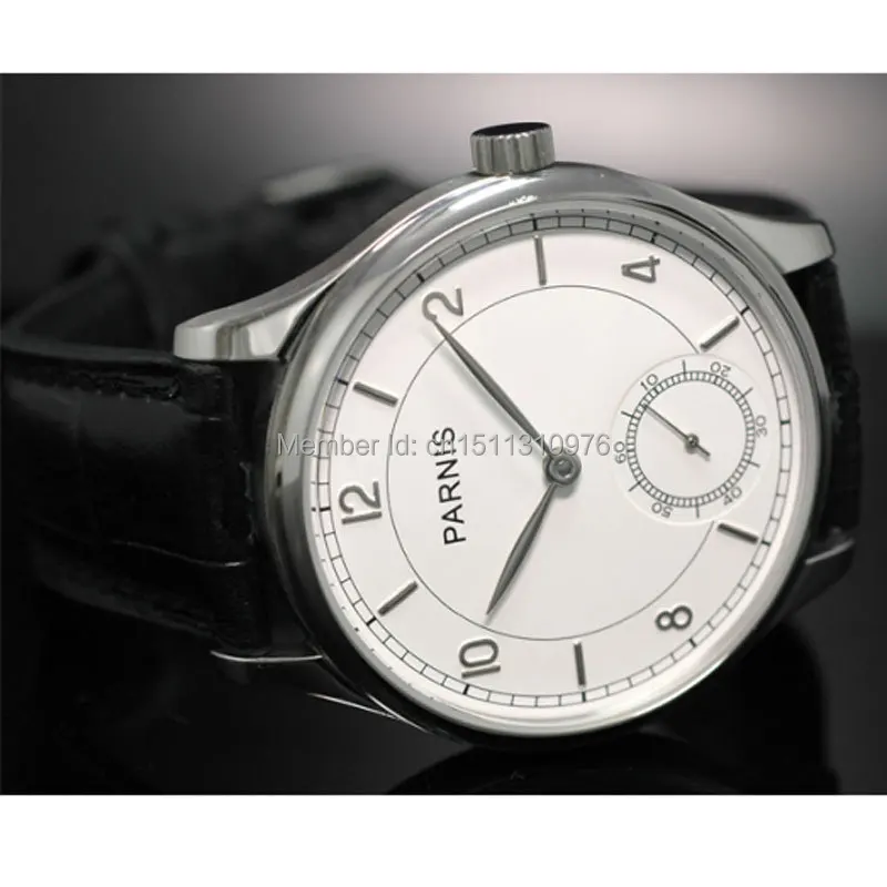 

44mm parnis white dial ST 6498 Mechanical manual wind mens watch P29