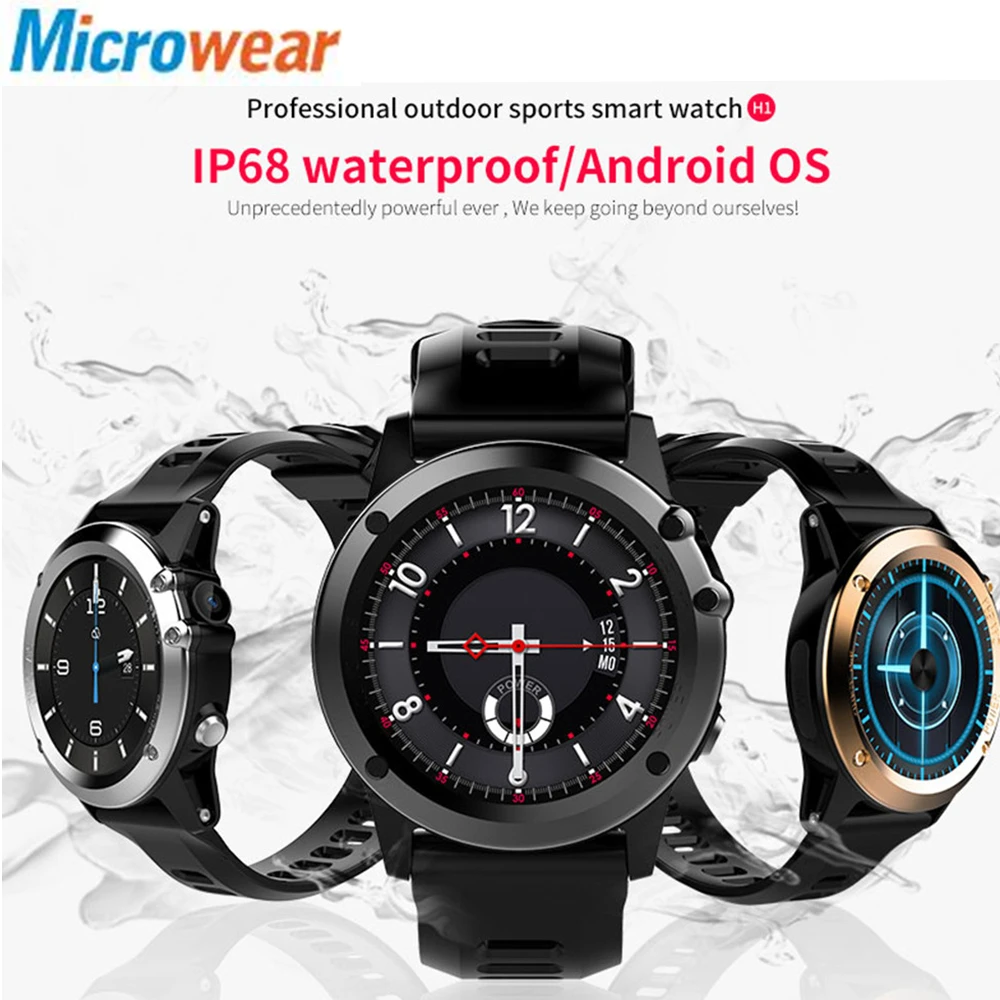 Microwear H1 Смарт-часы телефон Wi-Fi Bluetooth gps IP68 Android 4 1 39 'ɳg MTK6572 Dual Core 2 ГГц г 2.0MP Камера