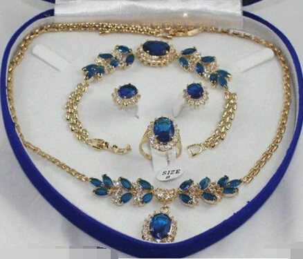

1785 Beautiful blue jade bracelet earring ring necklace pendant