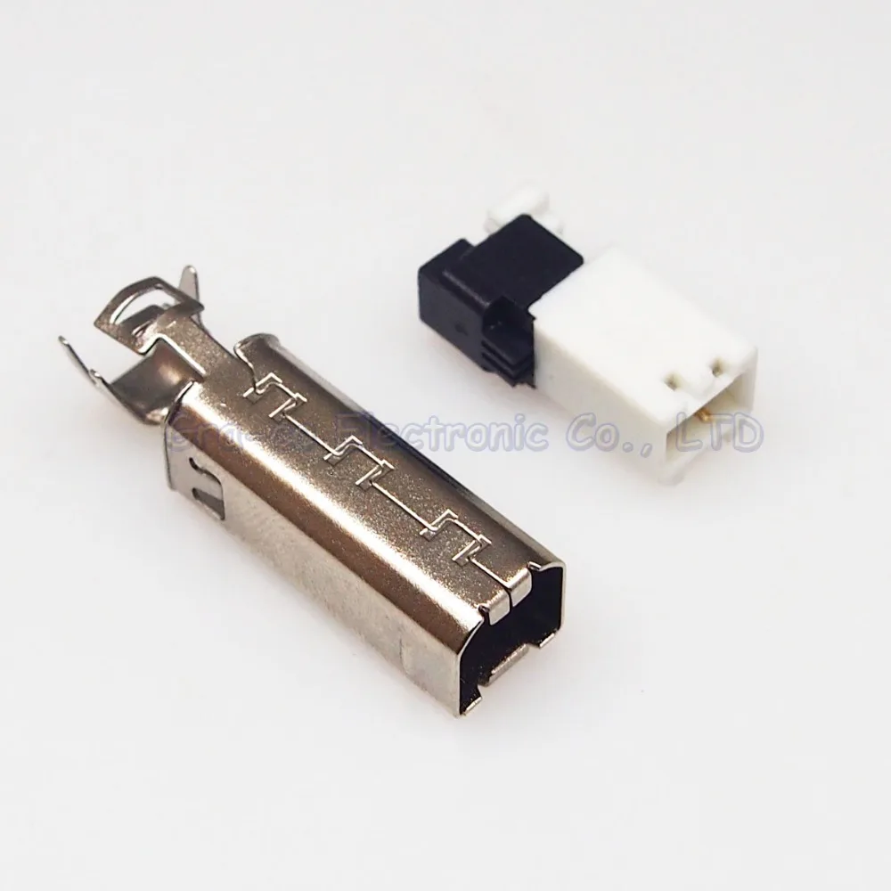 10set 2 in 1 USB B Male Plug with metal housing shell Solderless USB
