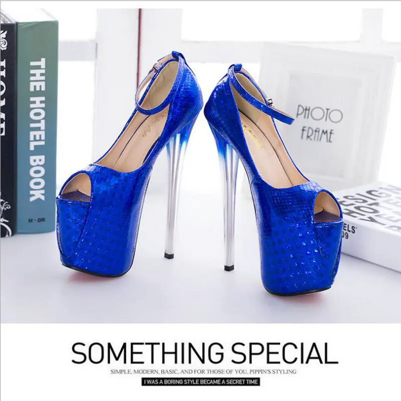 BIG SIZE 43 super High Heels Wedding Party Shoes Women Pumps High Heels 20cm Thick Soles Open peep Toe Sexy Pumps Platform NN-99