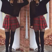 Женская высокая талия Skater Flared красная клетчатая плиссированная короткая мини-юбка шорты