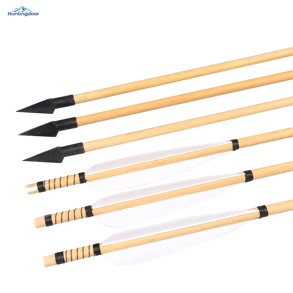 Buy 12pcs Traditional Archery Wood Arrows White Turkey