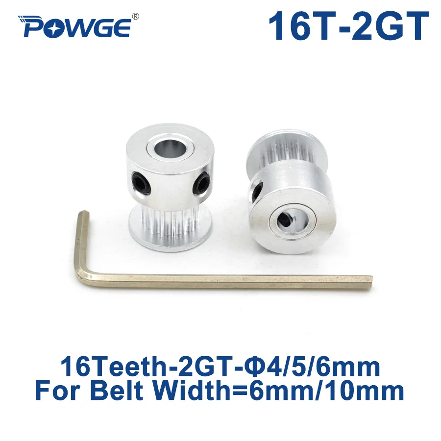 Зубчатый шкив POWGE Arc GT 16 2GT диаметр отверстия 4/5/6 мм для синхронной ленты GT2 Ширина