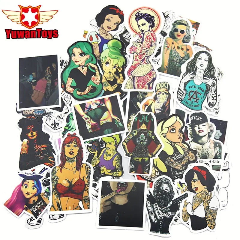 47Pcs Styling Pvc Backpack Funny Sexy beauty Girls Stickers For Laptop Motorcycle Skateboard Luggage Decal font