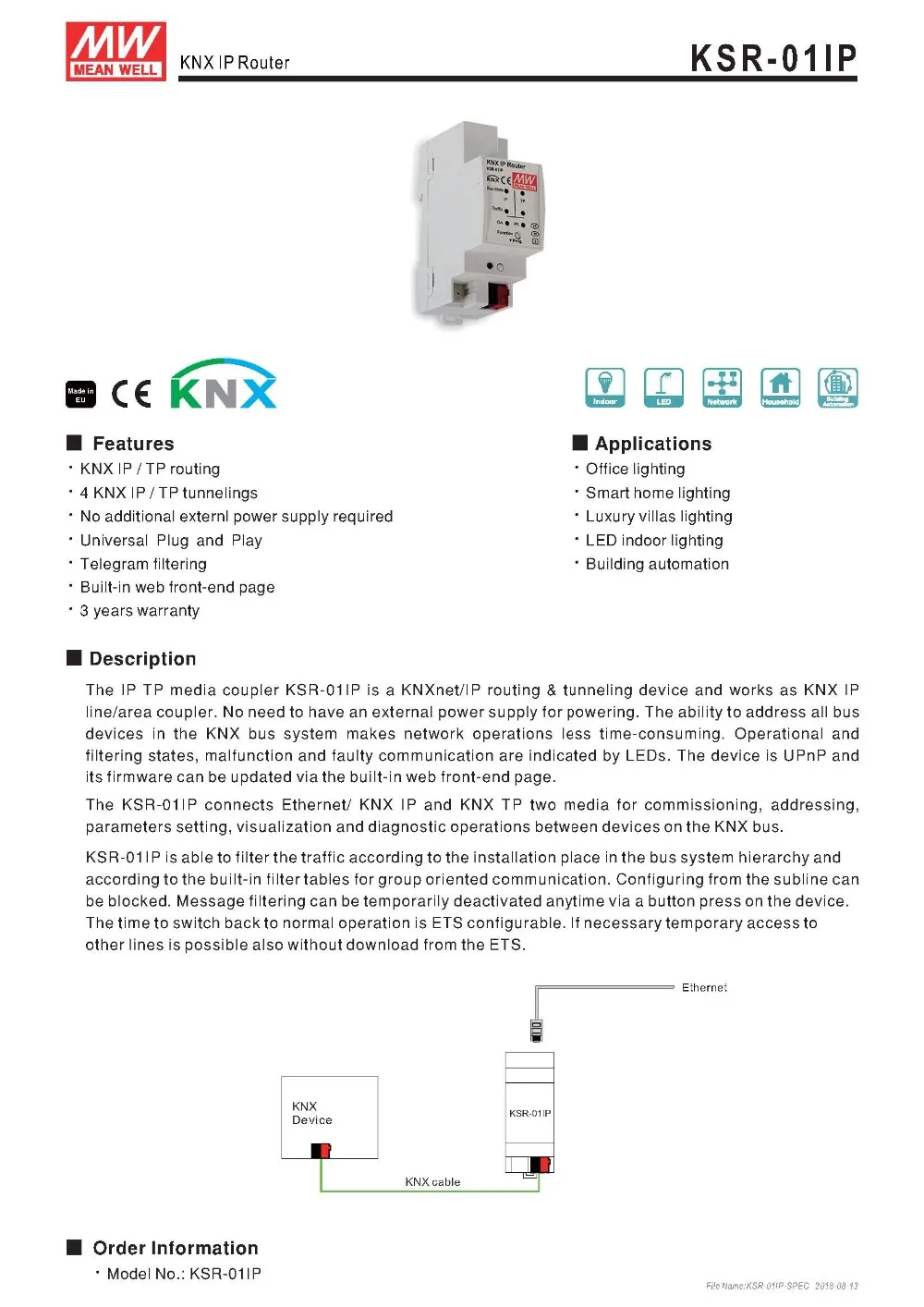 MEAN WELL KNX IP маршрутизатор