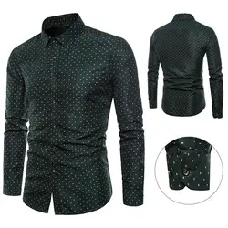 Новые популярные мужские рубашки с принтом с длинными рукавами, облегающие топы с отложным воротником на весну yayaa99