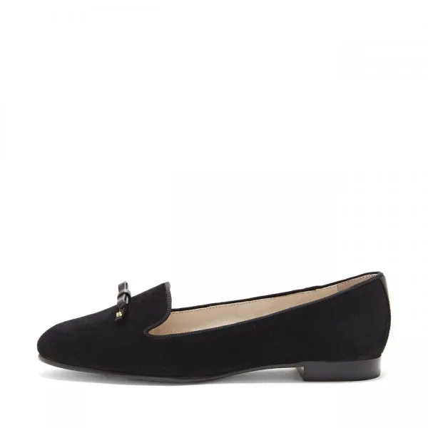 black_suede_round_toe_loafers_for_women_comfortable_flats_with_bow_2_