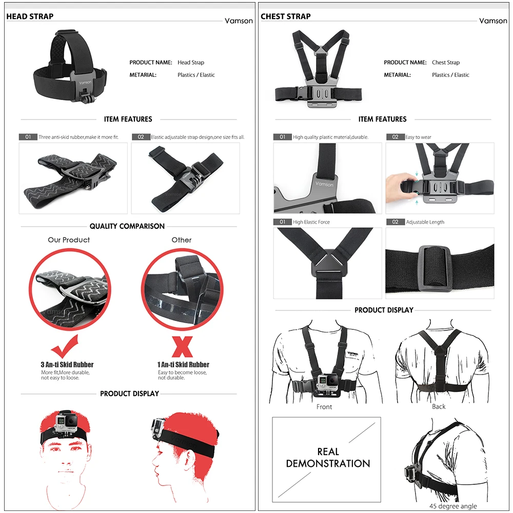 Vamson for Xiaomi MIJIA Accessories Kit Waterproof Housing Cas Frame Box Tripod Mount Monopod for MIJIA Sport Camera VS148