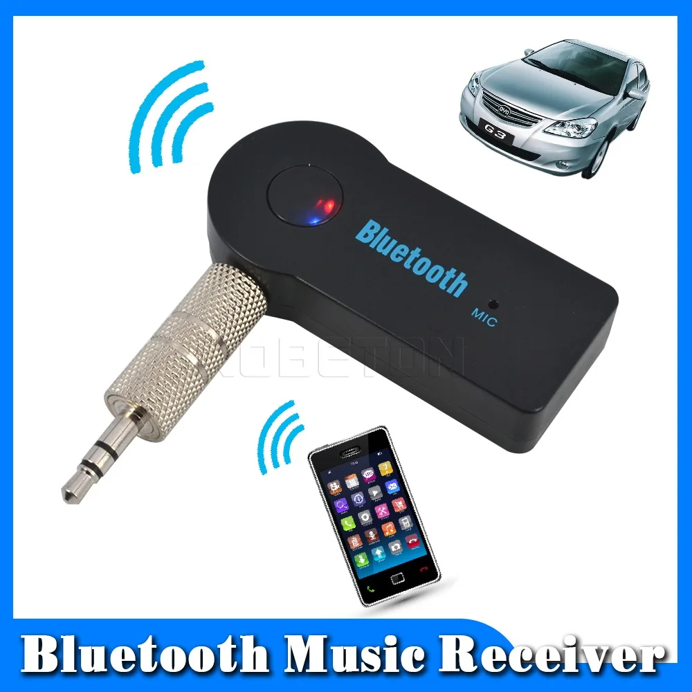 2016 Handfree Car Bluetooth Music Receiver Universal 3.5mm Streaming A2DP Wireless Auto AUX Audio Adapter With Mic For Phone MP3