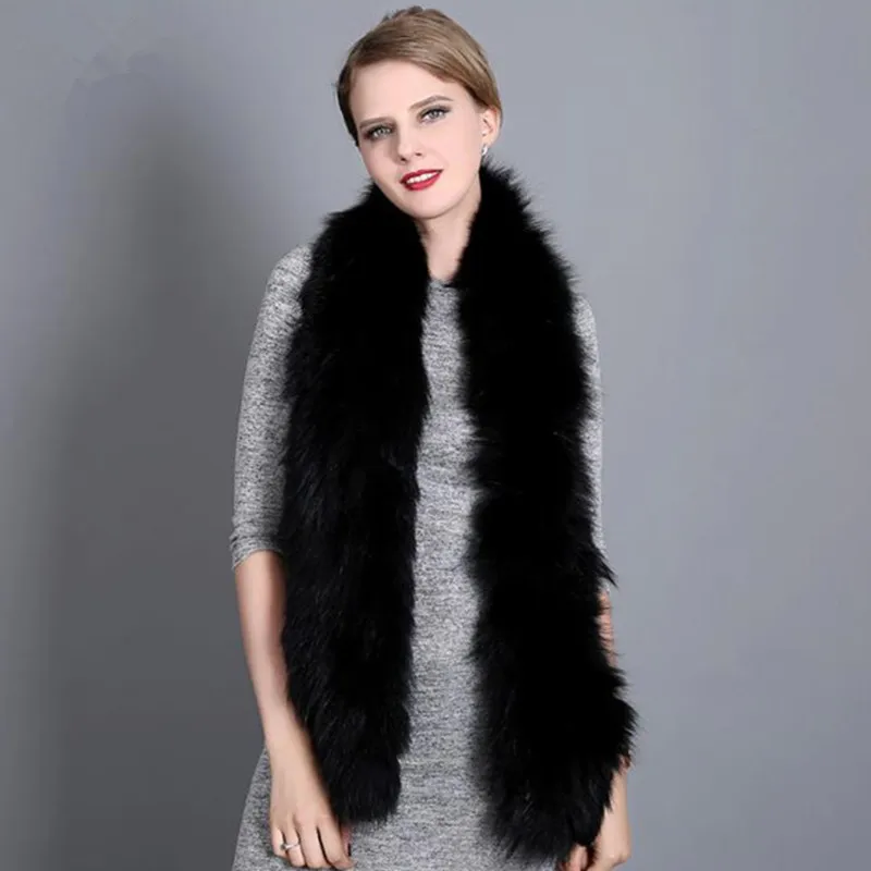 

160*18cm Oversize Winter Warm Real Fox Fur Scarf Double Circle Large Fur Collar Shawls Wrap Muffler For Women Gift 2019 Fashion