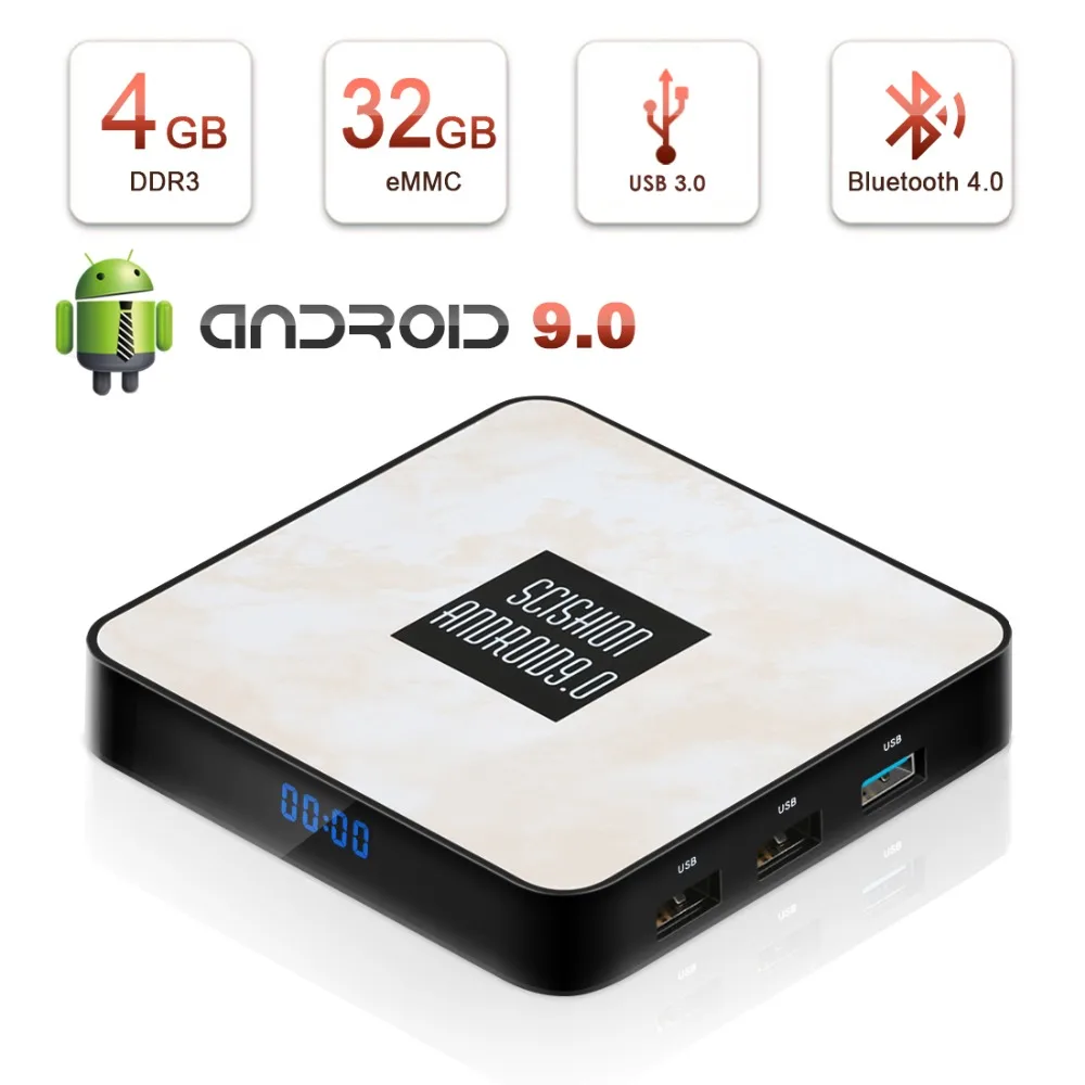 

TV Box RX4B Android 9.0 Bluetooth Rockchip RK3328 4GB RAM 32GB 4K Google Player Support 2.4GHz WiFi HD 4K Smart Set top box