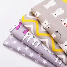 Хлопчатобумажная Лоскутная саржевая стеганая ткань с рисунком медведя/единорога/звезды/полосы, Детская Стильная хлопковая ткань для детей