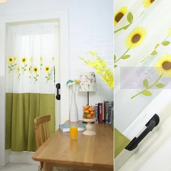 

European Country Style Sunflower Embroidered Polyester/Cotton Splice Decorative Door Curtain 150*192cm height