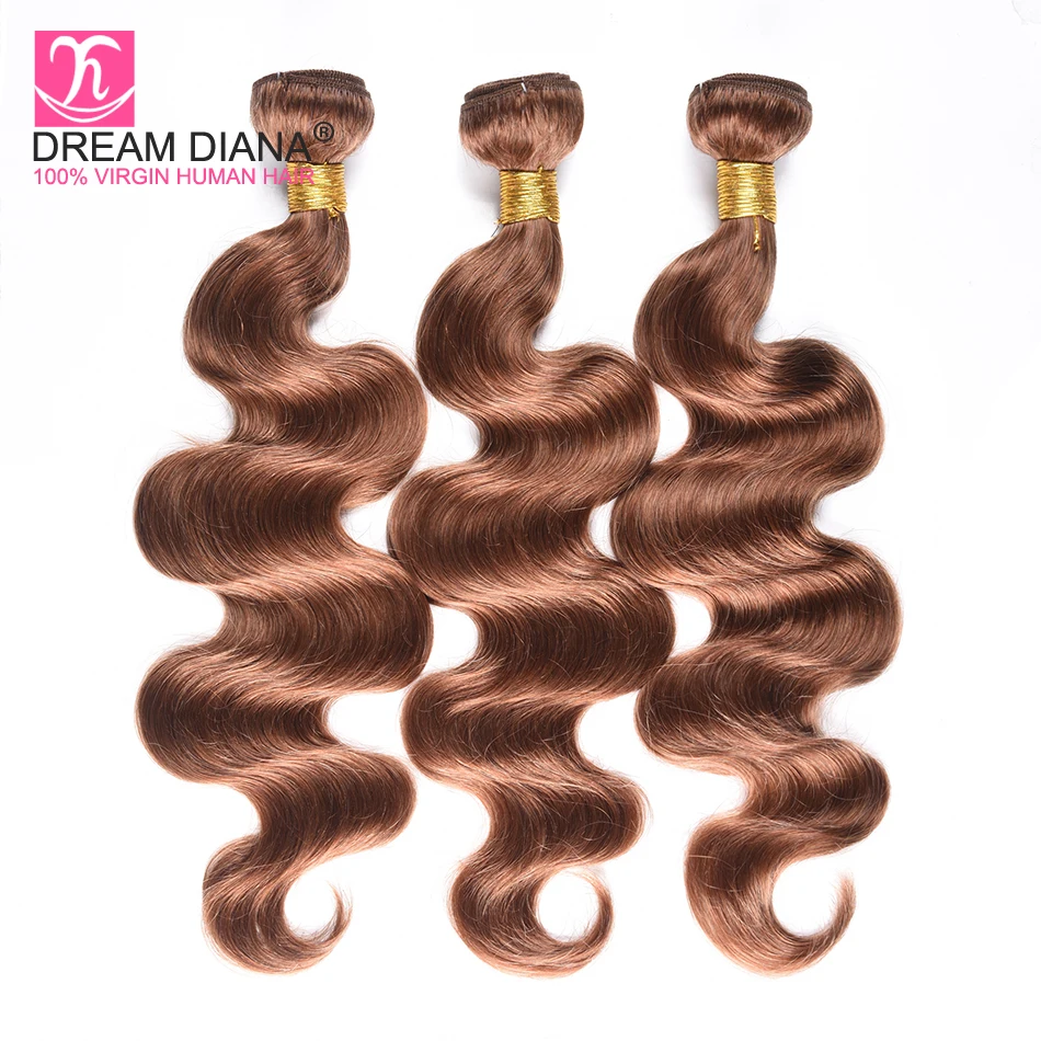 DreamDiana Pre colored вьющиеся волосы Remy #30 коричневые волосы плетение цветные человеческие волосы индийские тела волна волосы плетение 3-4 дня