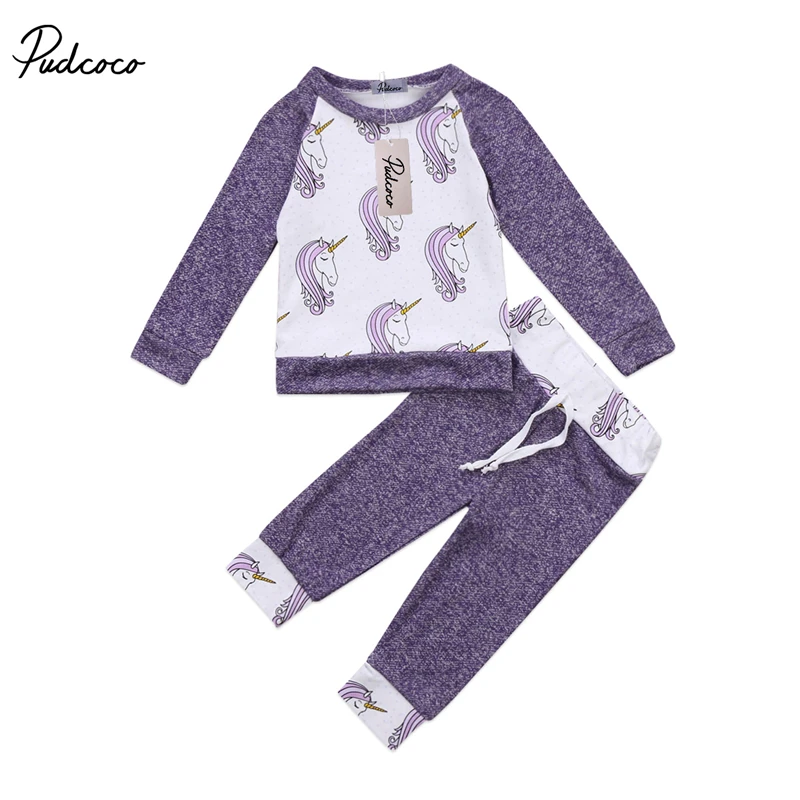2 PCS Unicorn Clothing Set Newborn Baby Girl Kid Unicorns Outfit