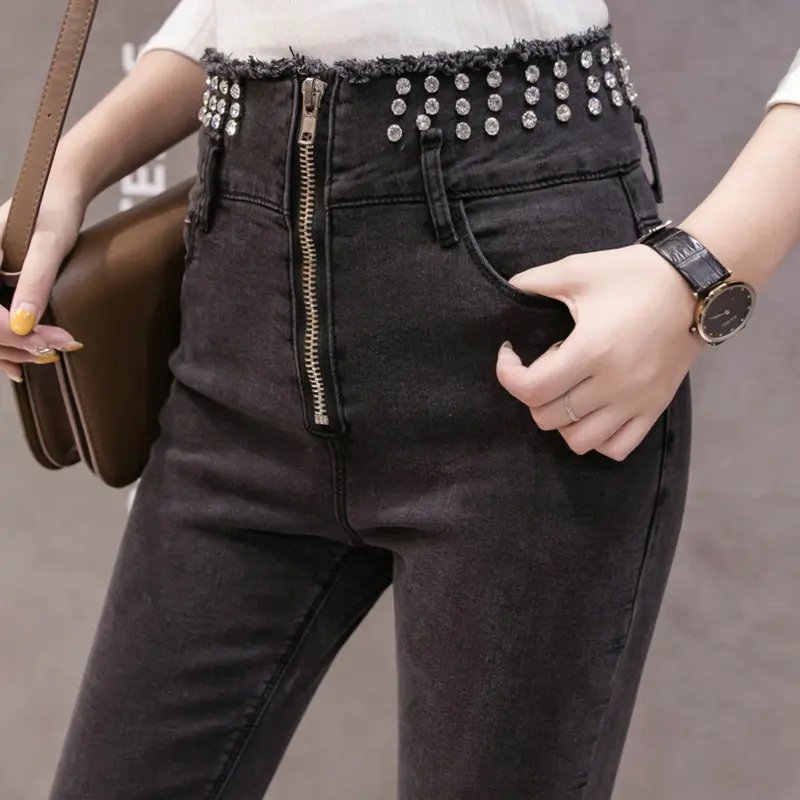 Jacquard Lourd De Collants bleu Neuf Leggings Pantalon minute Femme Nouvelle Coupé 2019 Industriel Dames Jeans Noir Mode Femmes Moulant I0Uxqxvn