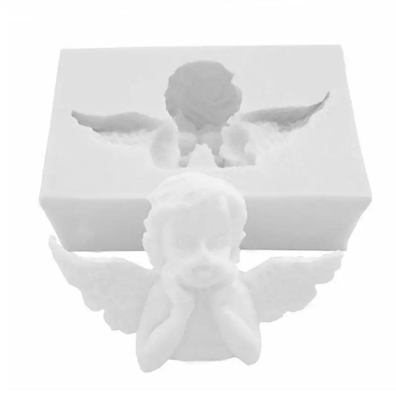 3D мультфильм Ангел силиконовая форма для помадки принадлежности ручной работы штукатурка плесень DIY аксессуары для украшения торта инструменты форма для выпечки - Цвет: Light Gray
