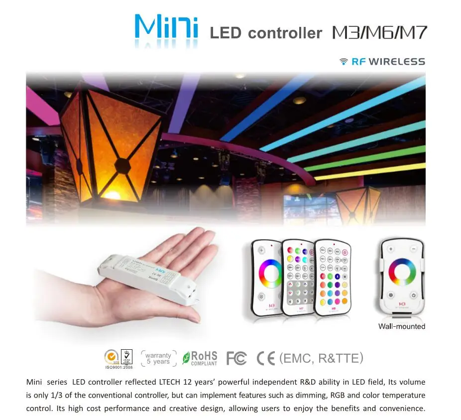 M7 + m3 3a DC12V/24 В LED RGB контроллер rf Беспроводной сенсорный пульт дистанционного