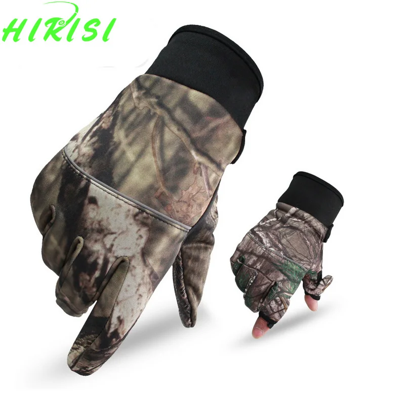 

Camo Fishing Gloves Hunting Gloves Anti-Slip 2 Fingers Cut Camping Cycling Half Finger Gloves
