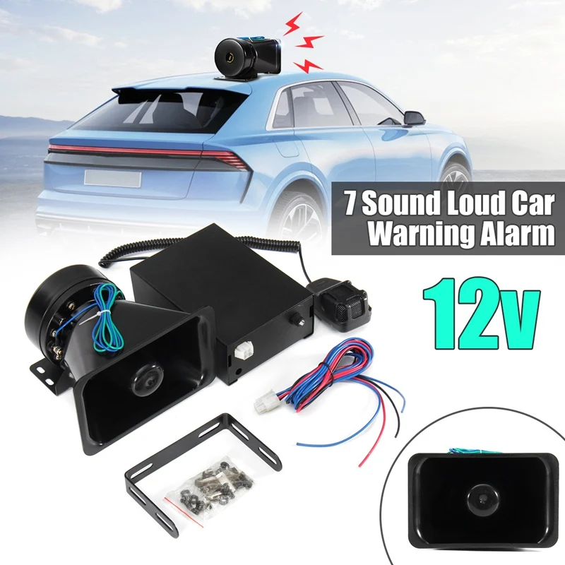 

100W 7 Sound Ultra Loud Bell Car Warning Alarm For Police Siren Horn PA Speaker MIC System for Ambulance For Fire System