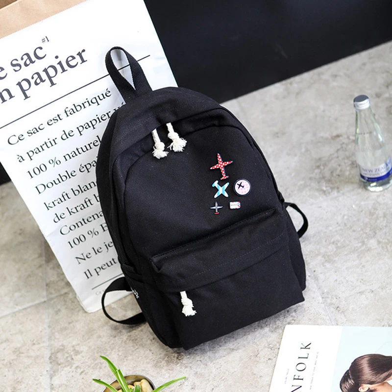 

2019 Solid Color Canvas Women Backpack High Capacity School Bag Student Adolescent Girl Backpack Female Rucksack Mochila Bagpack