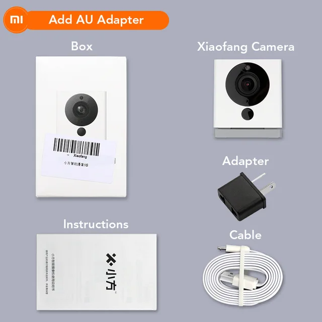 Xiaomi CCTV Mijia Xiaofang 110 градусов F2.0 8X1080 P цифровой зум смарт-камера IP wifi Беспроводная камера - Цветной: Add AU Adapter