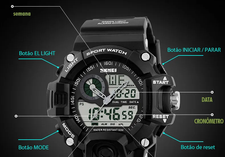 Relógios relógio militar relógio masculino relógio g-shock relógio de pulso relógio casual relógio blindado relógio