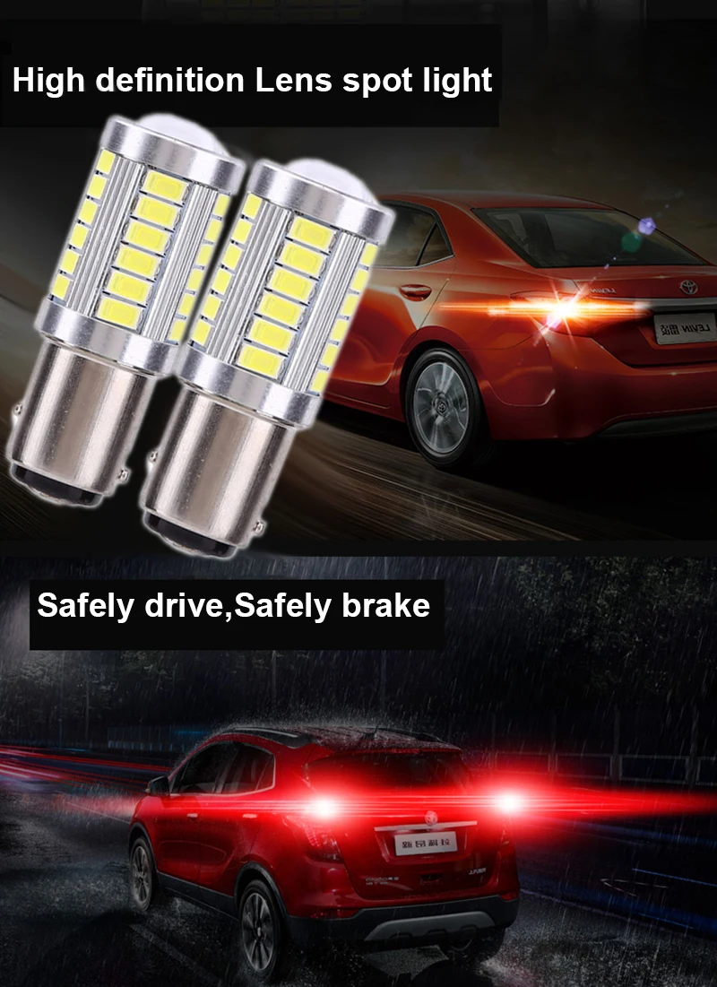 2pcs High Power 5630SMD 33 Led BA15S P21W 1156 Auto Car LED Bulbs RV Camper Trailer Interior Light Bulbs Turn Signal Light Red White (6-2)