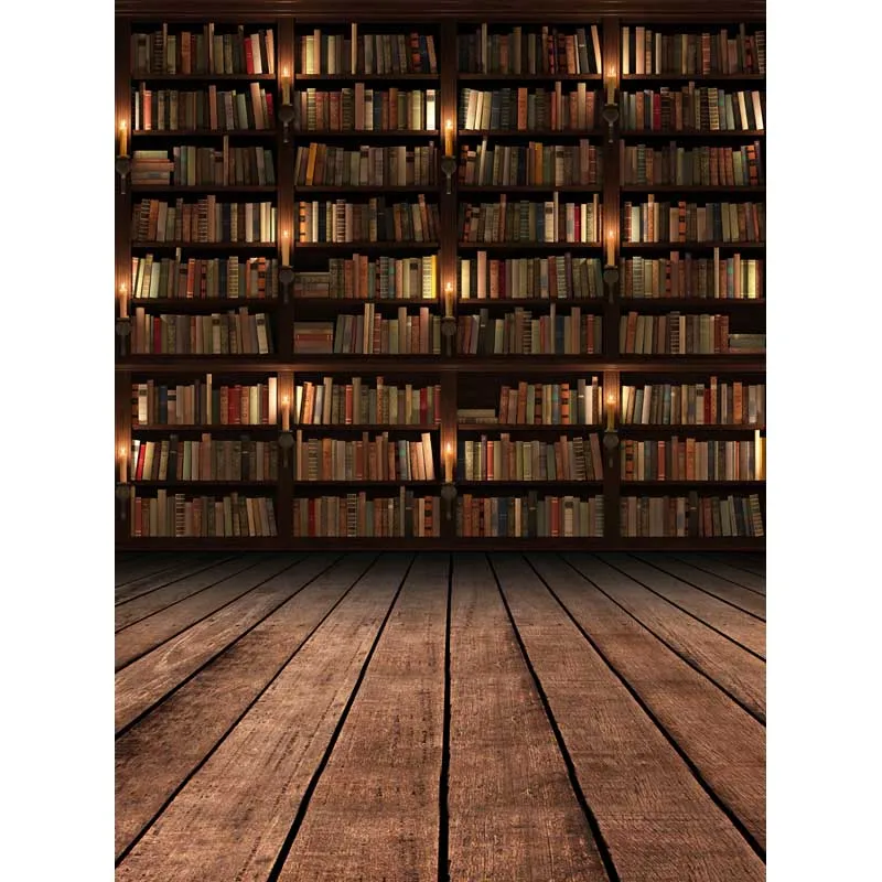 Bookshelf graduation background vinyl photography backdrops with floor