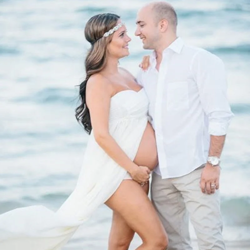 

Large size Maternity Dress For Photo Shoot Bohemian Style Maternity photography props dress Shoulderless Summer pregnant dress