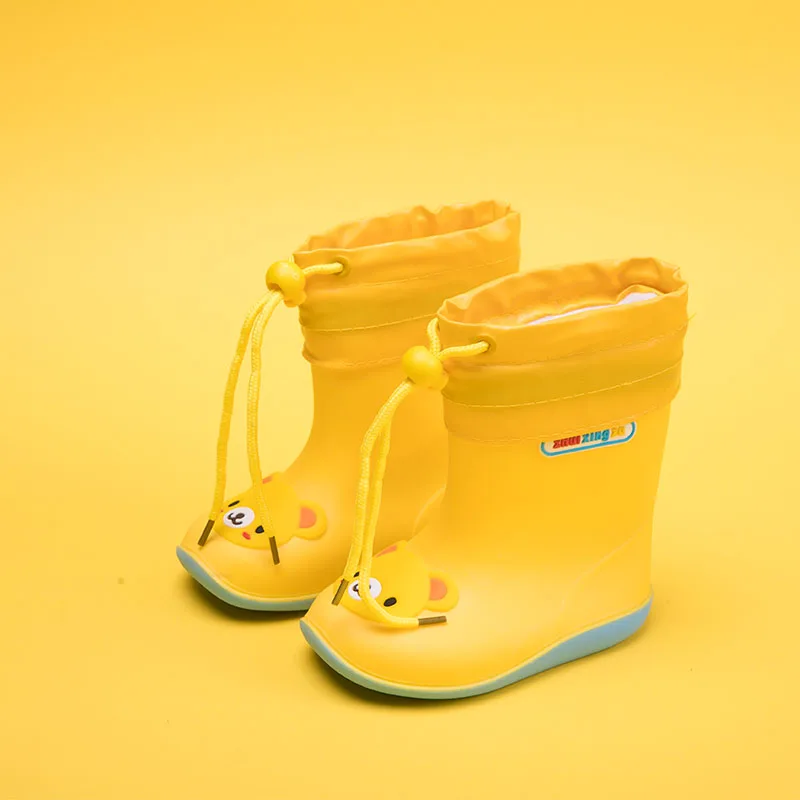 Gamlon/детские непромокаемые сапоги; Новинка года; детские ботинки для мальчиков; нескользящая детская бархатная водонепроницаемая обувь для маленьких девочек 1-7 лет - Цвет: Оранжевый