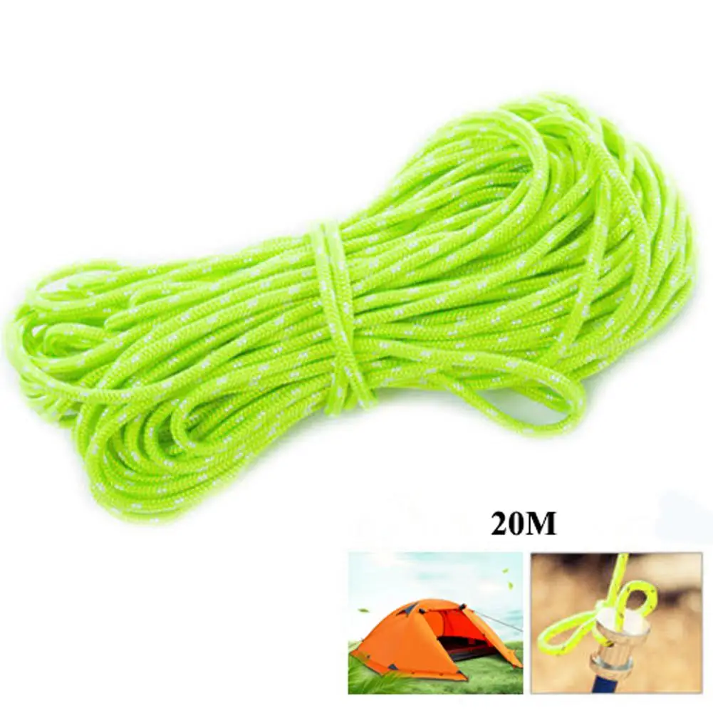 

Mounchain 20M/Roll Tent Reflective Line Fluorescent Nylon Luminous Tent Line Camping Cord