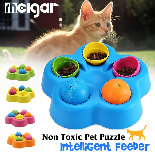 Nontoxic Pet Puzzle Intelligent Feeder Cats Kitty Interactive Toy Rotating Puppy Cat Feeders
