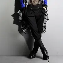 27-39 Новинка мужская одежда модные двубортные широкие тонкие эстетические шаровары брюки плюс размер певицы костюмы