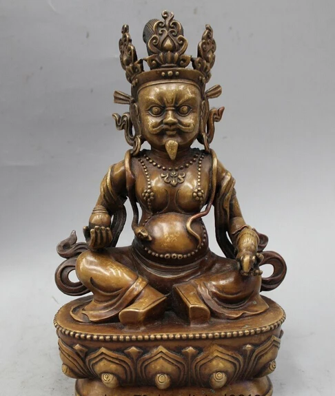 

bir 005120 10" Tibet Tibetan Buddhism Bronze Seat Wealth God Yellow Jambhala Buddha Statue