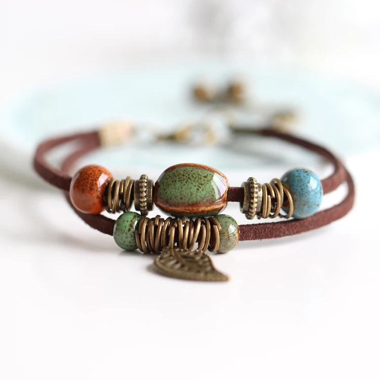 

National Wind Restoring Ancient Ways Is The High Temperature Glaze Ceramic Handmade Trinkets Women's Fashion Bracelets #1077