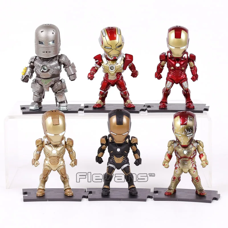 Egg Attack Iron Man Light & Action Function Iron Prtriot MK42 43 22 24 2 PVC Action Figures Collectible Model Toys 9cm 6pcs/set