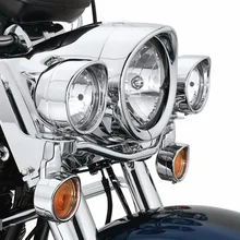 Аксессуары для мотоциклов 4," 4 1/2" Вспомогательное освещение хром/черный для Harley отделка кольцо для harley Противотуманные фары отделка кольцо