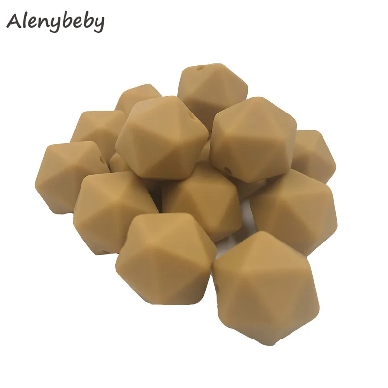 50pc 17mm Silicone Teether Beads Safe Icosahedron Shaped Candy Mix Color Teething Silicone Bead Toy BPA Free DIY Necklace Making - Цвет: Oak bull