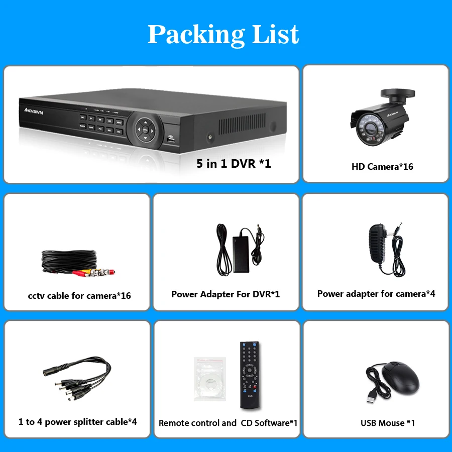 16CH CCTV System AHD 1080P DVR 16CH Surveillance Security KIT With 16pcs 1.0MP Bullet AHD Outdoor W - 32871306526  16CH CCTV System AHD 1080P DVR 16CH Surveillance Security KIT With 16pcs 1.0MP Bullet AHD Outdoor W - 32871306526