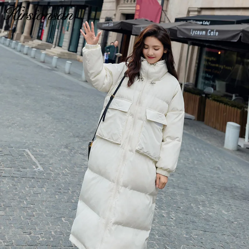 Casual Femme Épais Blanc 2018 yellow Femmes Lâche Manteau Long Parka White Hirsionsan Manteaux Coréen Extra Hiver Veste Chaud rembourré Coton wOPn0X8k