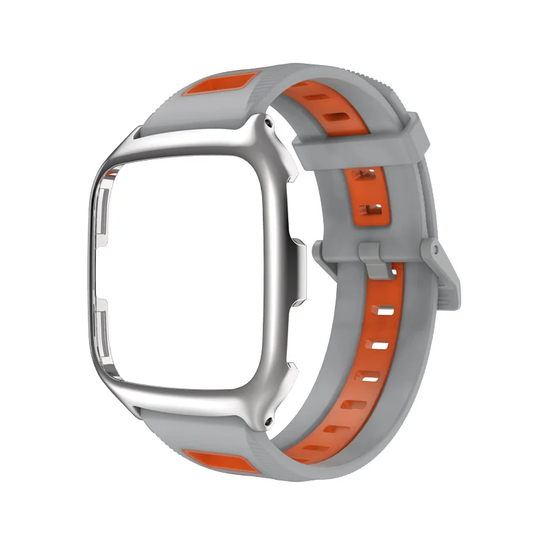 Mijobs силиконовый браслет защитный чехол для Fitbit Versa Lite умные наручные часы ремешок для Fitbit Versa Ремешок Браслет - Цвет: gray orange