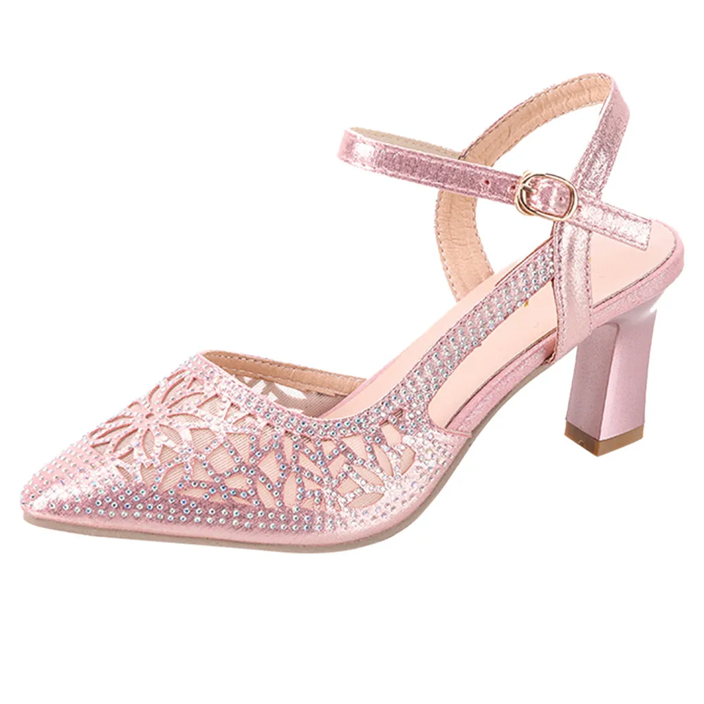 

SAGACE Women's fashion sandals casual crystal outdoor rhinestones in the air with thick with high heel sandals new listing 2019