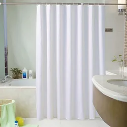 Elegant White Waterproof Shower Curtain - Thick, Durable Bathing Cover with 12 Hooks - W220xH200cm