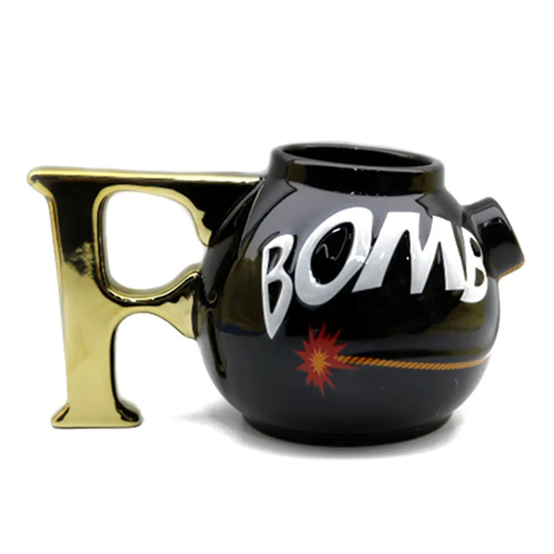 

580ML Large Capacity Bomb Shape Coffee Mugs Water Tea Cups and Mugs Funny Mark Drinkware
