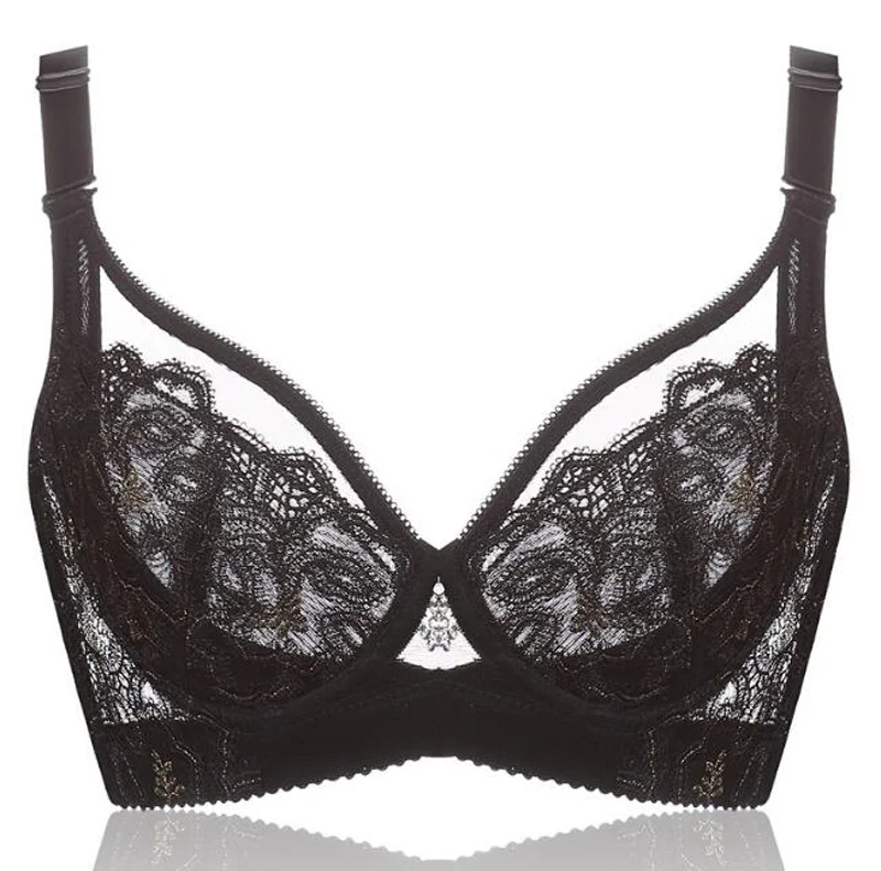 Plus Size Minimizer bra ultra thin Full Figure Semi Sheer Unlined Side