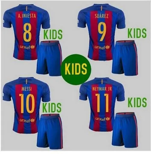 2016 2017 С Коротким Рукавом дети Джерси Camisa футболка Комплект Camiseta MailloSoccer 1617 детей